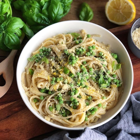 Pâtes au citron et petits pois