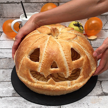 Flaming Carved Apple Pie