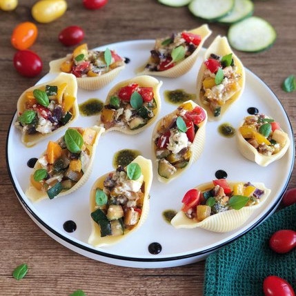 Pâtes coquillage et farce de légumes