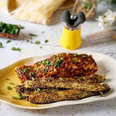 Saumon laqué à la moutarde