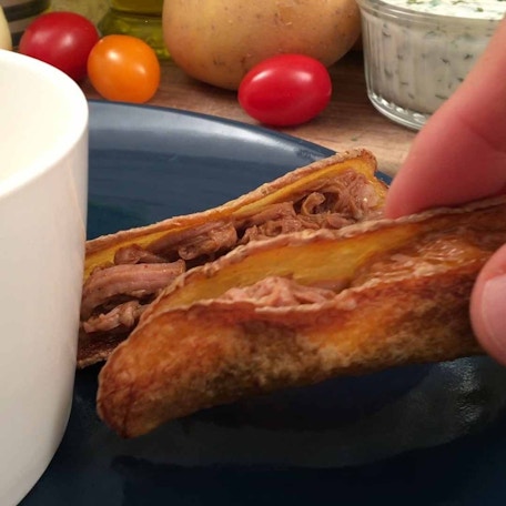 Kartoffel-Tacos mit Pulled Pork