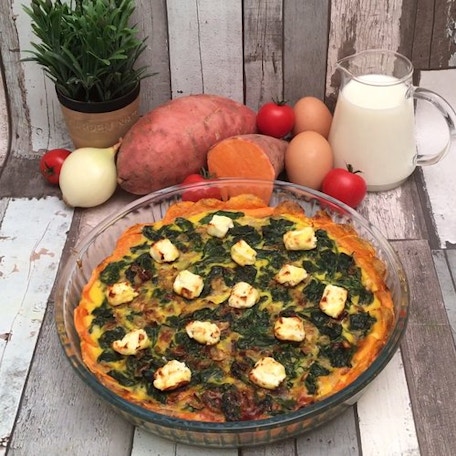 Sweet Potato Pie with Spinach and Feta