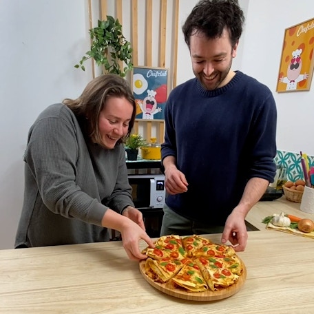 Lasaña en forma de pizza