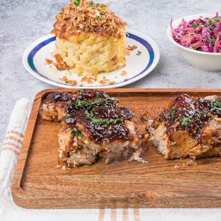 Fried Pork Crackling & 3-Cheese Macaroni