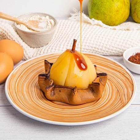 Schoko-Birne auf Pancake